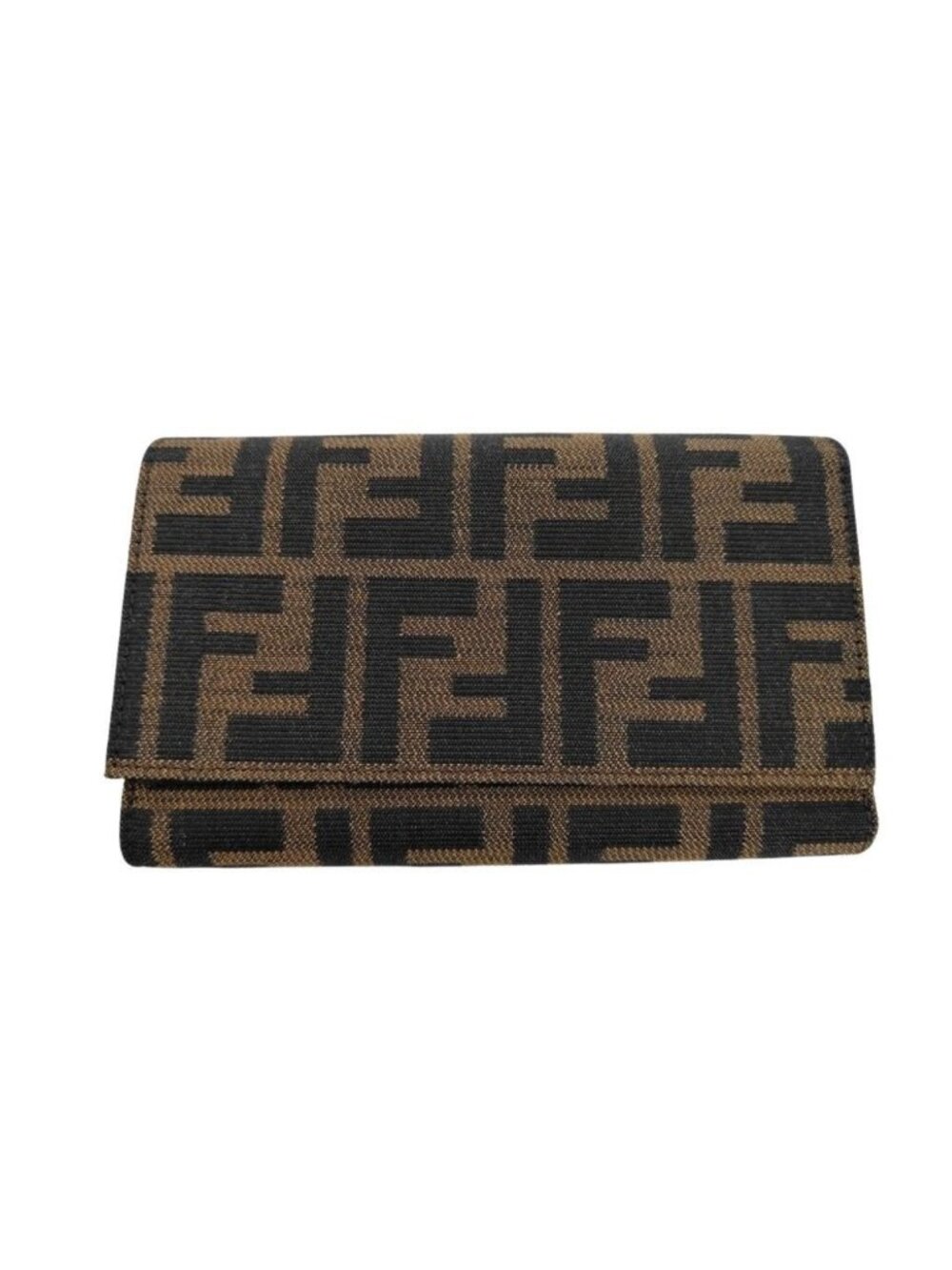 Fendi Trifold Wallet Zucca Pattern Brown Canvas Leather